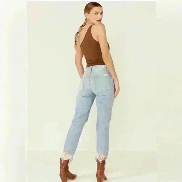 NWT 7 For All Mankind Women’s High Rise Crop Western Goth Denim Jeans  size 31 - Picture 2 of 15